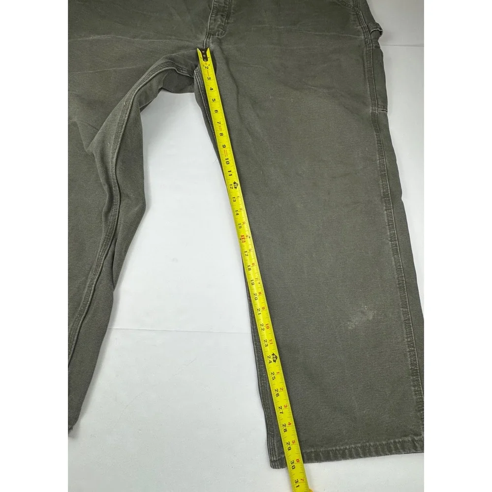 Carhartt Carpenter Pants 42x30 Cotton Canvas Workwear Durable Faded Olive Green